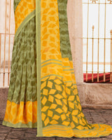 Vishal Prints Moss Green Printed Georgette Saree