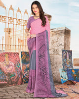 Vishal Prints Rose Pink Printed Georgette Saree