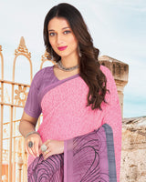 Vishal Prints Rose Pink Printed Georgette Saree