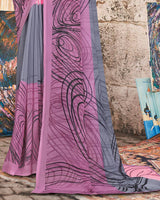 Vishal Prints Rose Pink Printed Georgette Saree