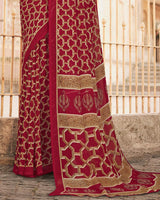 Vishal Prints Burgundy Printed Georgette Saree