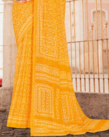 Vishal Prints Golden Yellow Printed Georgette Saree