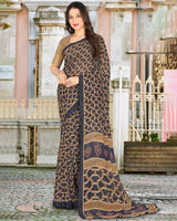Vishal Prints Dark Navy Blue Printed Georgette Saree