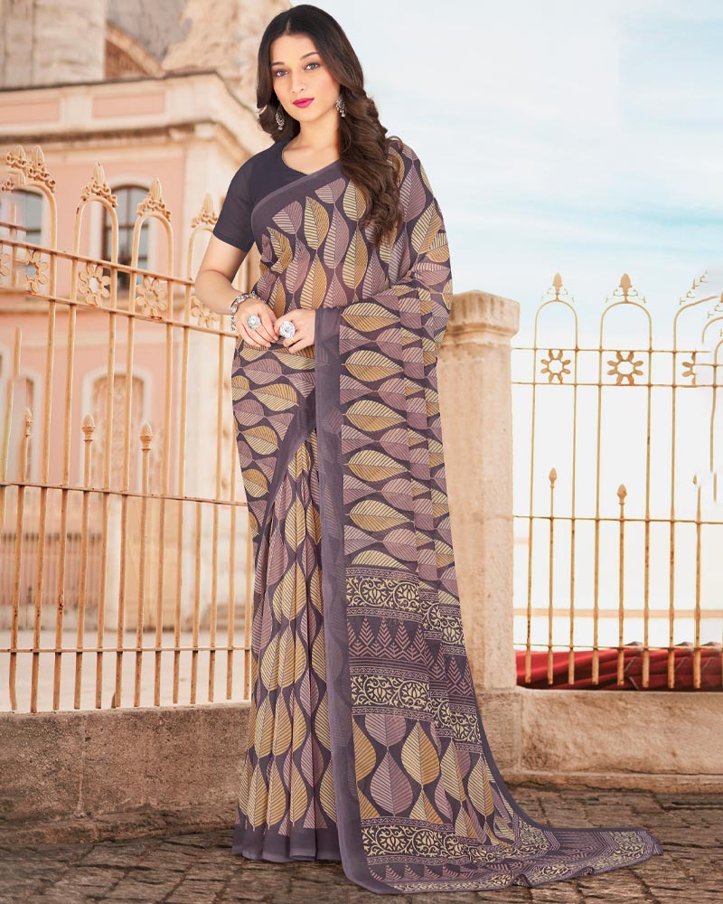 Vishal Prints Pastel Violet Printed Georgette Saree