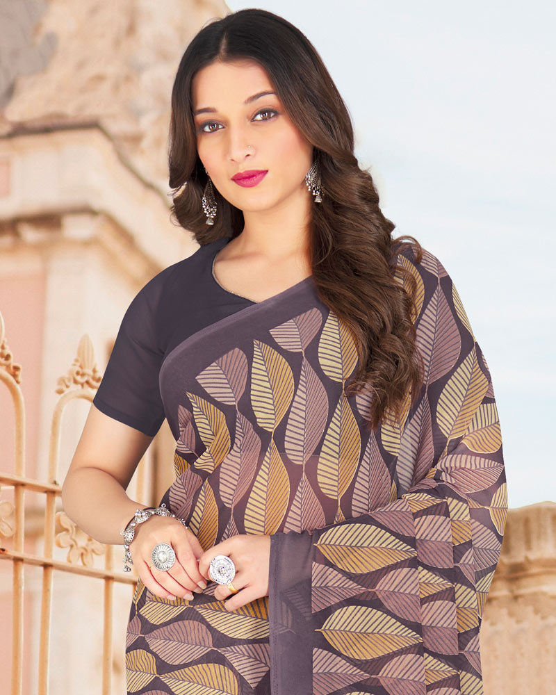 Vishal Prints Pastel Violet Printed Georgette Saree