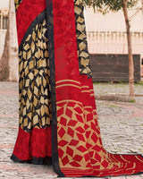 Vishal Prints Black Printed Georgette Saree