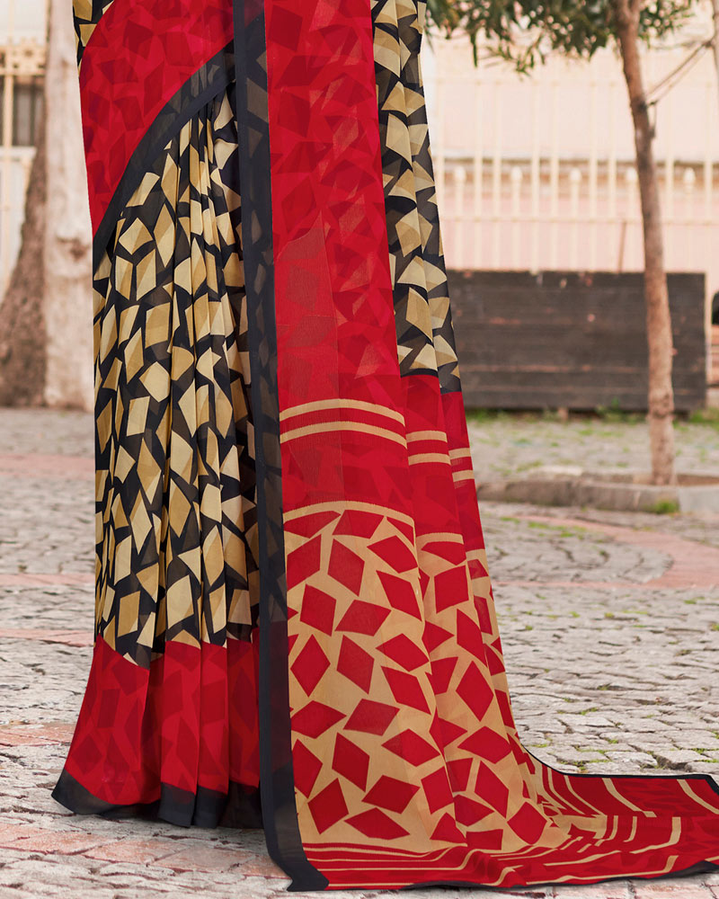 Vishal Prints Black Printed Georgette Saree