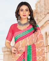 Vishal Prints Off White Printed Georgette Saree