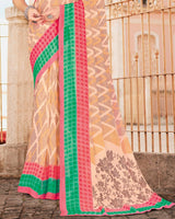 Vishal Prints Off White Printed Georgette Saree
