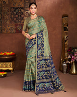 Vishal Prints Pastel Green Silk Brasso Saree With Tassel