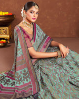 Vishal Prints Sea Green Silk Brasso Saree With Tassel
