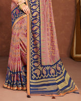 Vishal Prints Dark Peach Silk Brasso Saree With Tassel
