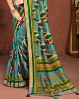 Vishal Prints Multi Silk Brasso Saree With Tassel