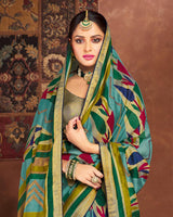 Vishal Prints Multi Silk Brasso Saree With Tassel