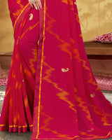 Vishal Prints Shiraz Pink Printed Georgette Saree With Foil Print And Fancy Border