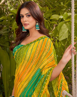 Vishal Prints Olive Green Printed Fancy Chiffon Traditional Print Saree With Border