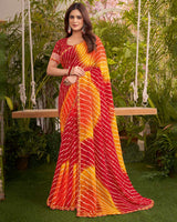 Vishal Prints Multicolored Printed Fancy Chiffon Traditional Print Saree With Cut Work Border