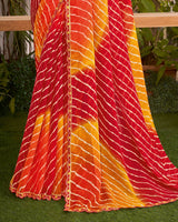 Vishal Prints Multicolored Printed Fancy Chiffon Traditional Print Saree With Cut Work Border