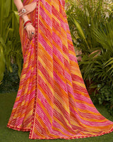 Vishal Prints Multicolored Printed Fancy Chiffon Traditional Print Saree With Border