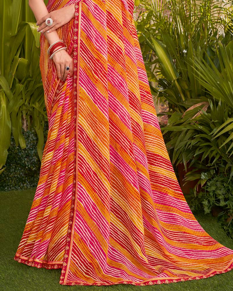 Vishal Prints Multicolored Printed Fancy Chiffon Traditional Print Saree With Border
