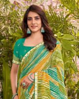 Vishal Prints Multicolored Printed Fancy Chiffon Traditional Print Saree With Border