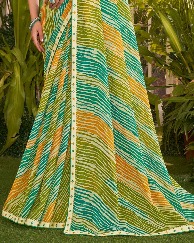Vishal Prints Multicolored Printed Fancy Chiffon Traditional Print Saree With Border