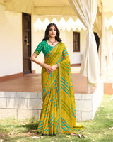 Vishal Prints Light Green Traditional Printed Fancy Chiffon Saree With Border