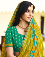 Vishal Prints Light Green Traditional Printed Fancy Chiffon Saree With Border