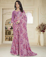 Vishal Prints Mauve Printed Georgette Saree With Fancy Border