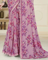 Vishal Prints Mauve Printed Georgette Saree With Fancy Border