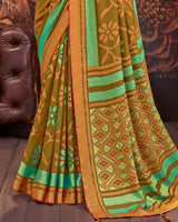 Vishal Prints Reno Sand Silk Brasso Saree With Tassel
