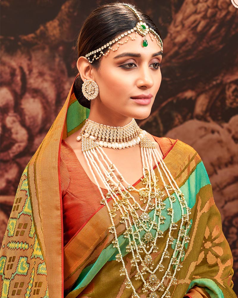 Vishal Prints Reno Sand Silk Brasso Saree With Tassel