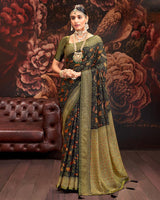 Vishal Prints Midnight Blue Silk Brasso Saree With Tassel