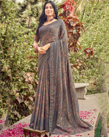 Vishal Prints Americano Printed Fancy Chiffon Saree With Core Piping