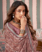 Vishal Prints Rosewood Printed Patterned Brasso Digital Print Saree With Fancy Border