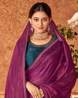 Vishal Prints Rose Bud Cherry Designer Chiffon Saree With Diamond Work And Fancy Piping