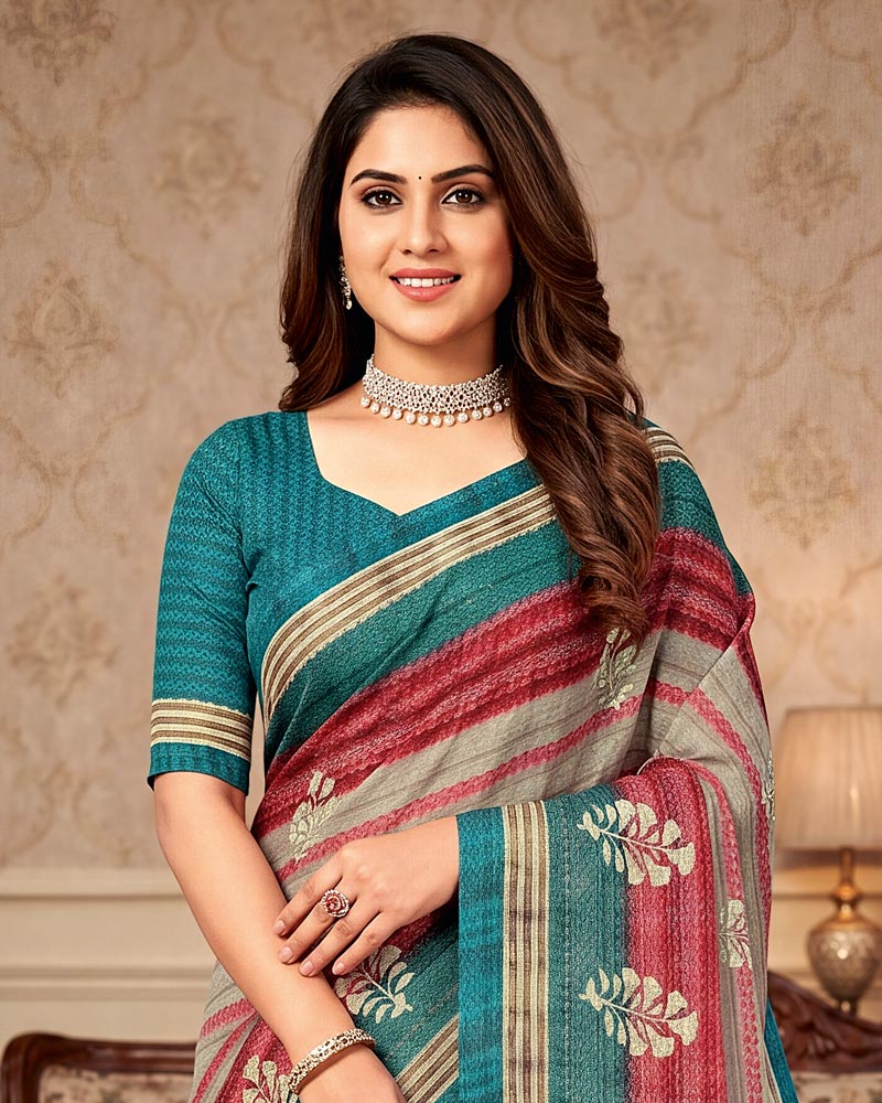 Vishal Prints Multicolor Digital Print Criva Crepe Saree