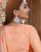 Vishal Prints Manhattan Orange Designer Organza Saree With Embroidery Diamond Work And Core Piping