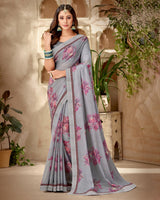 Vishal Prints Pastel Purple Printed Georgette Saree With Fancy Border
