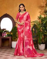 Vishal Prints Berry Pink Printed Chiffon Saree With Foil Print And Fancy Border