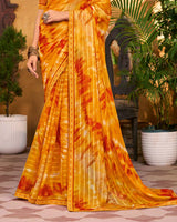 Vishal Prints Carrot Orange Printed Patterned Chiffon Saree With Fancy Border