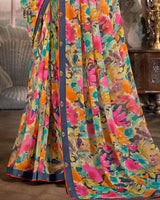 Vishal Prints Multi Color Printed Georgette Saree With Fancy Border