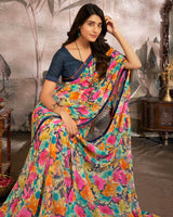 Vishal Prints Multi Color Printed Georgette Saree With Fancy Border