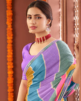 Vishal Prints Multi Color Printed Fancy Chiffon Saree With Border