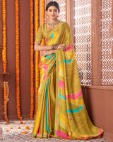Vishal Prints Dark Sand Printed Fancy Chiffon Saree With Border