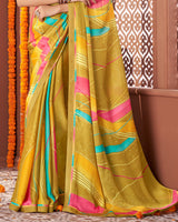Vishal Prints Dark Sand Printed Fancy Chiffon Saree With Border
