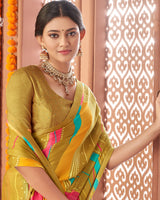 Vishal Prints Dark Sand Printed Fancy Chiffon Saree With Border