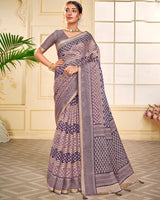 Vishal Prints Lavender Tissue Brasso Saree With Tassel