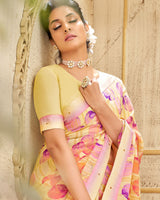 Vishal Prints Pastel Orange And Peach Printed Georgette Saree With Border