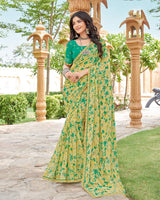 Vishal Prints Ginger Brown Printed Georgette Saree With Fancy Border